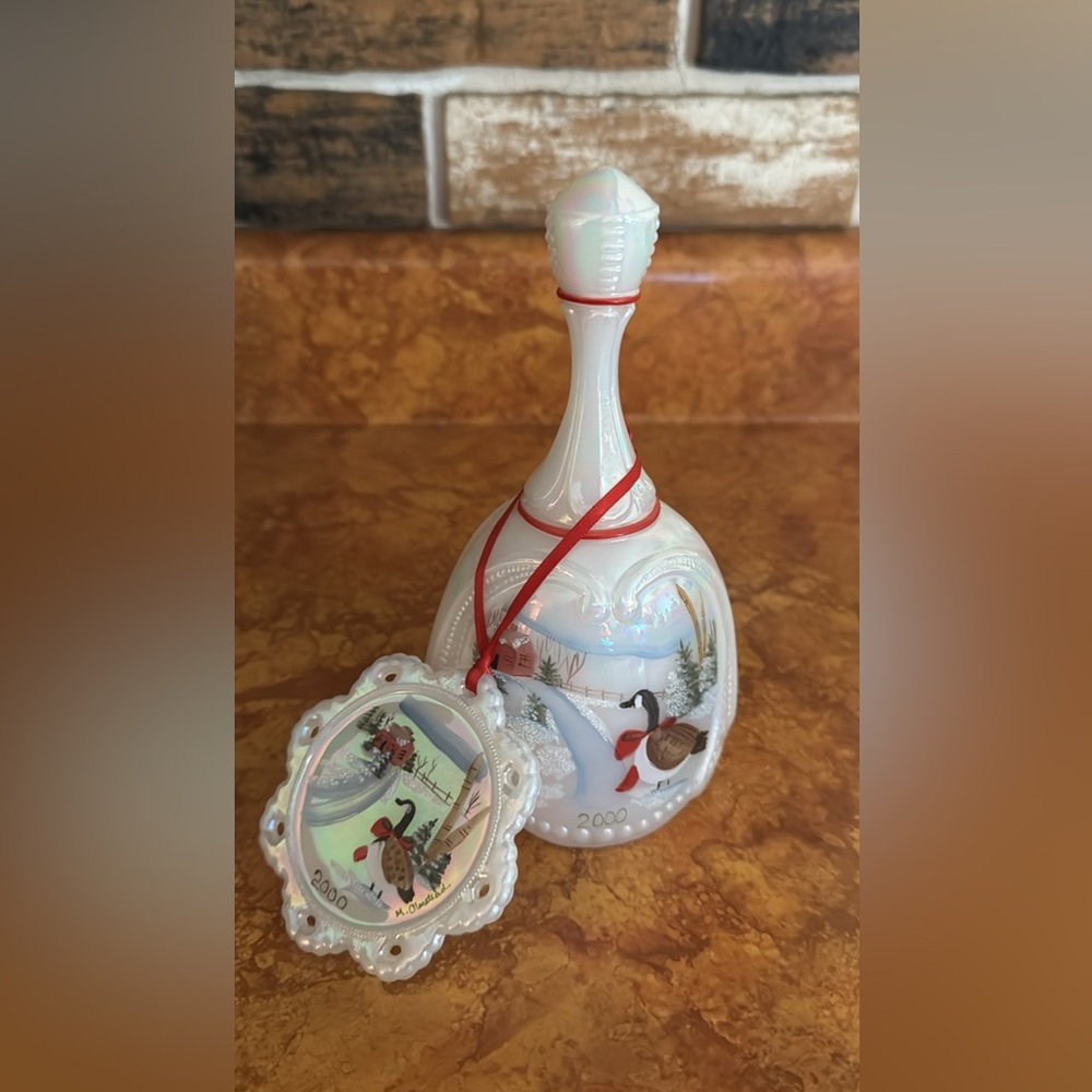 Fenton White and Red Decorative Bell